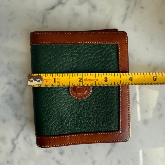 Vintage Dooney & Bourke All Weather Leather Bi-Fold Wallet Green Brown USA Made - Picture 10 of 11